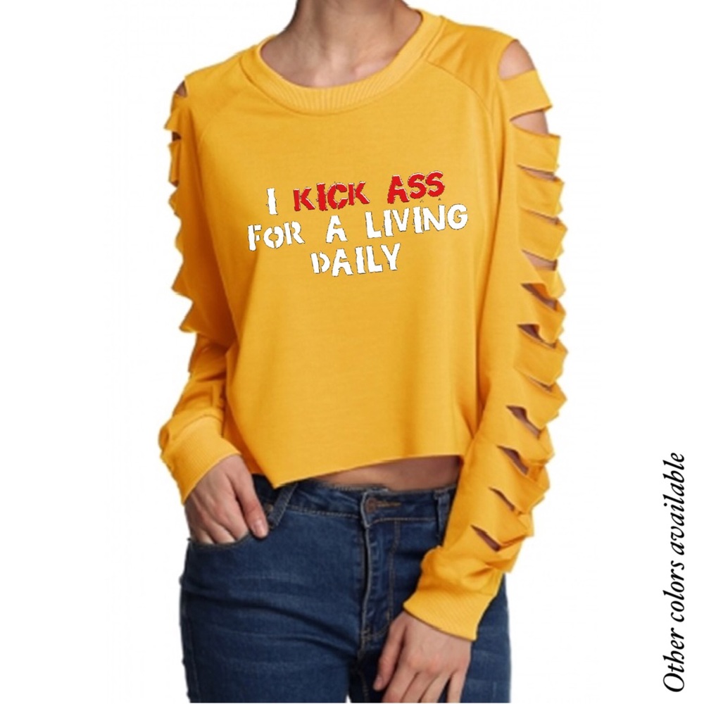 Custom Yellow Hi Lo Crop Top